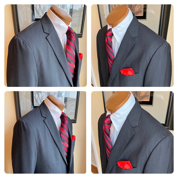 Banana Republic Dark Gray Wool 2 Pc Pinstripe Suit Size 42R Slacks W35” L34” - Picture 12 of 16